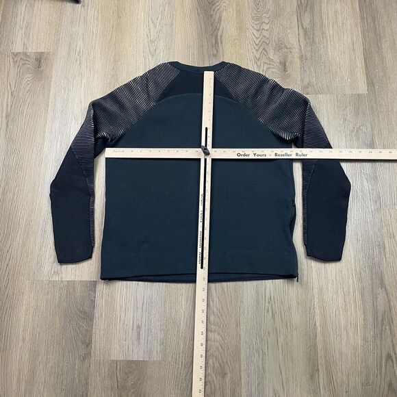 Nike Sweatshirt Womens Medium Black Striped Sleeve Side Zip Pullover Crewneck - Picture 9 of 12